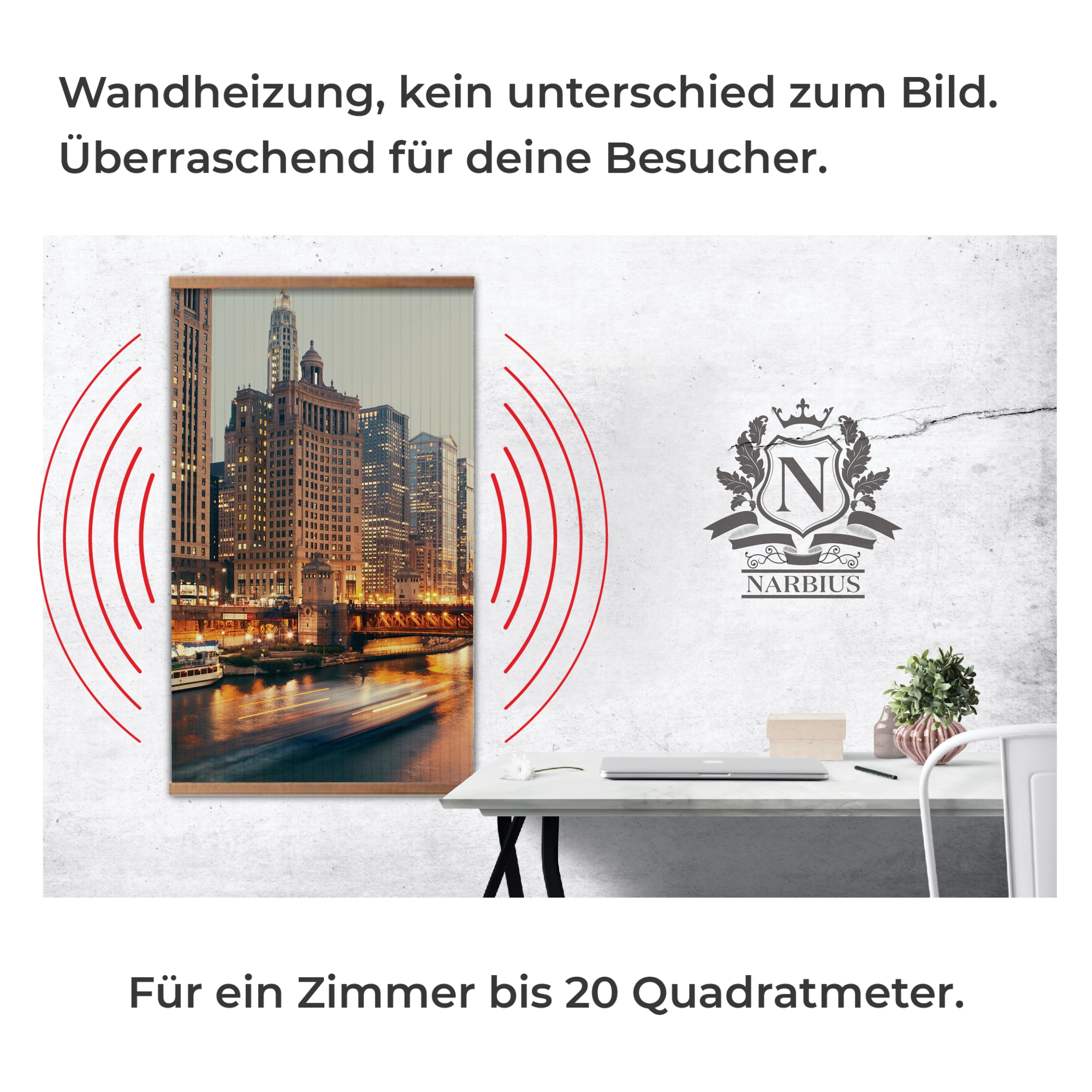 Infrarotheizung 500 Watt Bildheizung Heizbild Serie Home Kamin Infrarot Wandheizung Heizer Bild Nächtliche Stadt